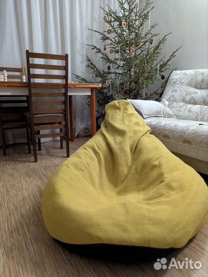 Кресло мешок велюровый желтый