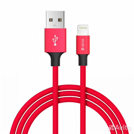 Кабель Devia Pheez Lightning - Red (1M, 2.4A)