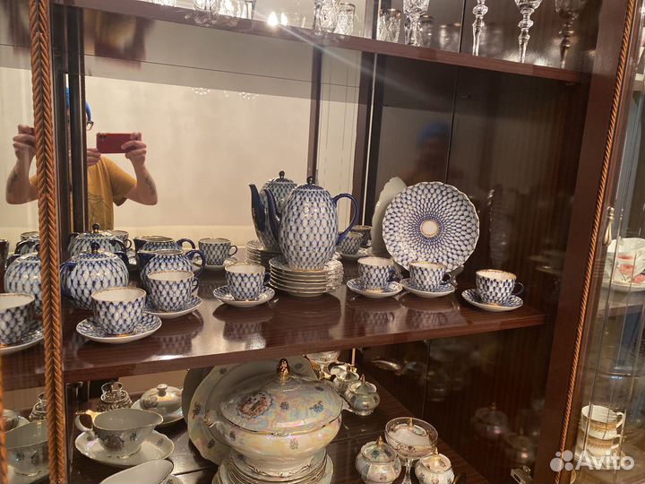 Кофейный сервиз кобальтовая сетка