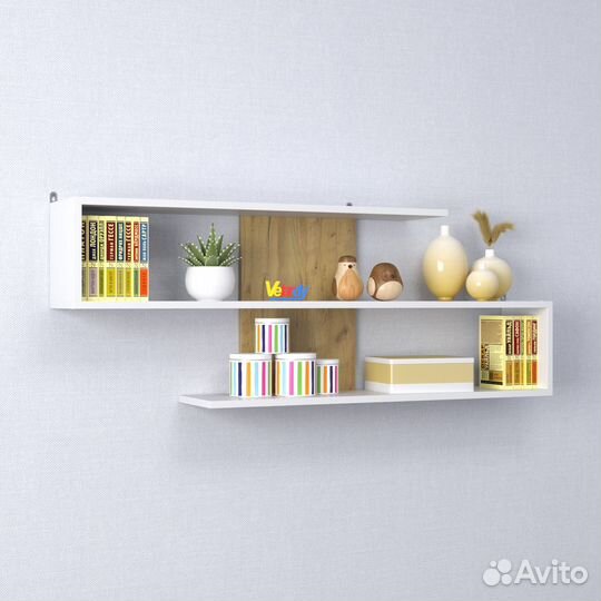 Полка настенная Long Line, 120x20x45см, белая + д