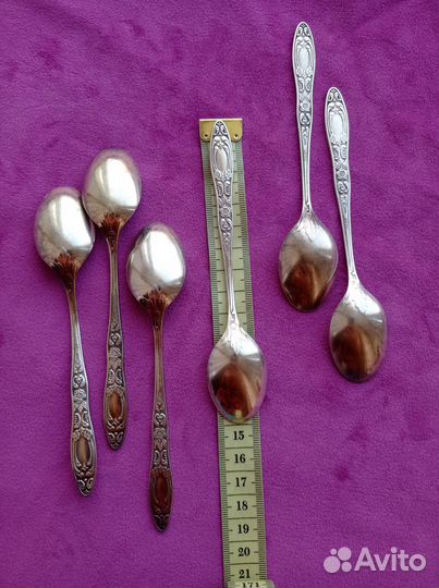 Чайные ложки мельхиор, позолота