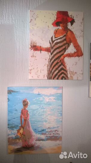 Рукоделие,картины по номерам, нарисованные акрилом