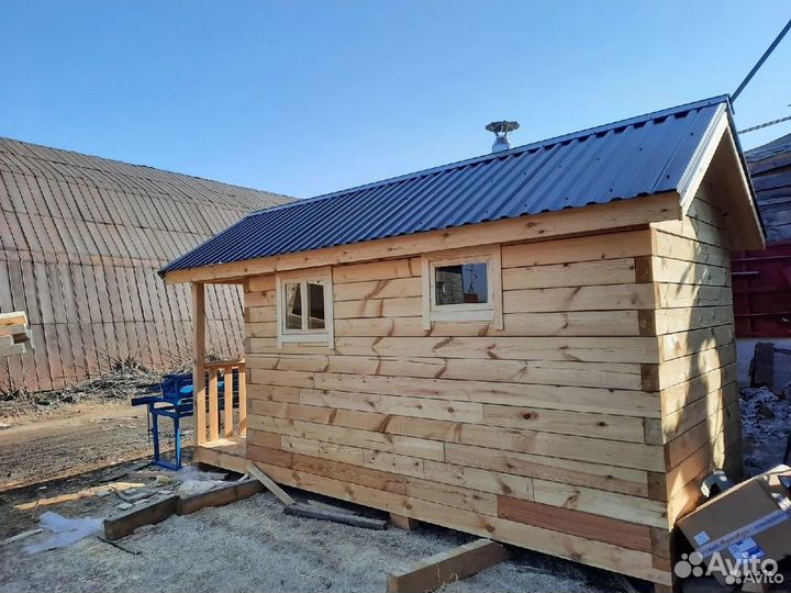 Баня 2х6 из бруса, с террасой