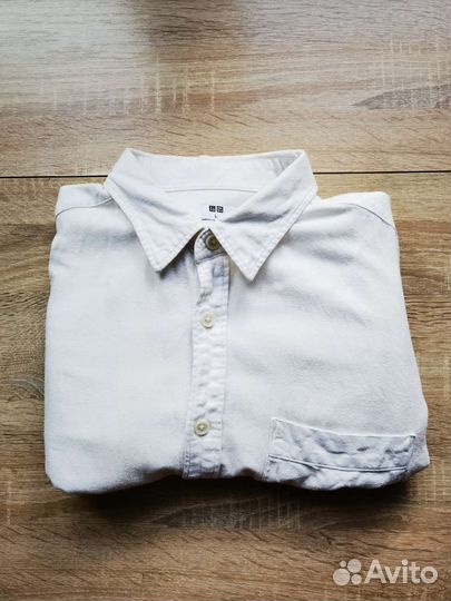 Белая мужская рубашка Uniqlo L 50 хлопок бу