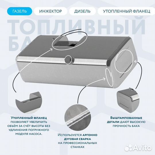 Газель Некст бензобак с утопленным фланцем 190 л