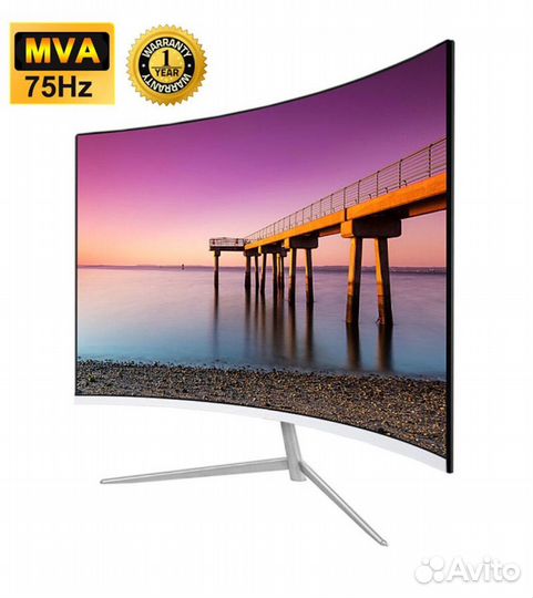 Монитор изогнутый fyhxele 23.8 новый 75гц