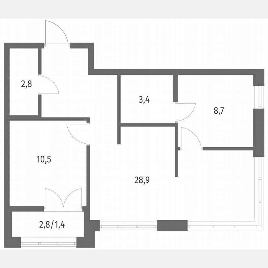 2-к. квартира, 55,4 м², 8/9 эт.