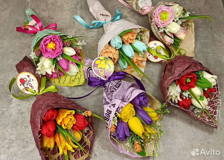 Букетик тюльпанов из мыла