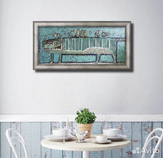 Картина с кошкой 1999,холст,масло Д Трубин