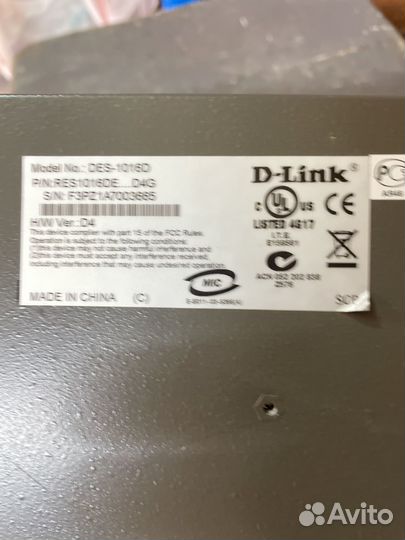 Коммутарор d-link des-1016d