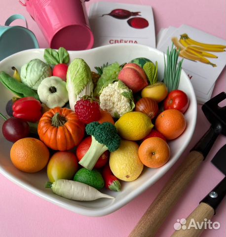 Набор 50 шт. Овощи и фрукты из полимерной глины