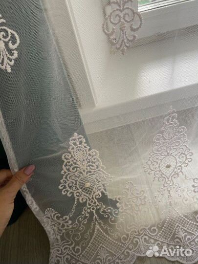 Тюль 3*2,7 Турция, сетка с вышивкой