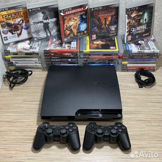 PlayStation 3 Slim 500Gb + 55Игр + 2Геймпада
