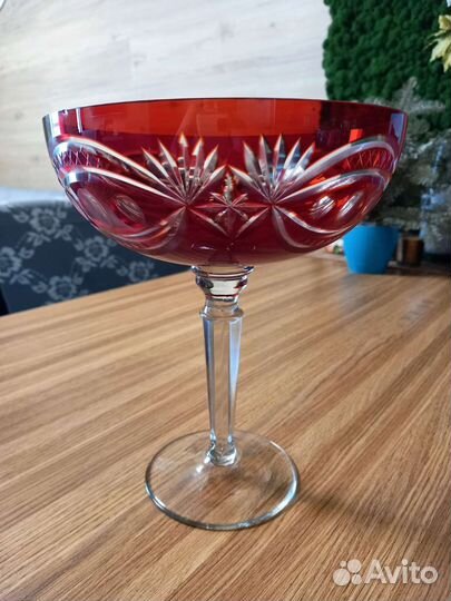 Ваза из рубинового стекла, хрусталь, СССР