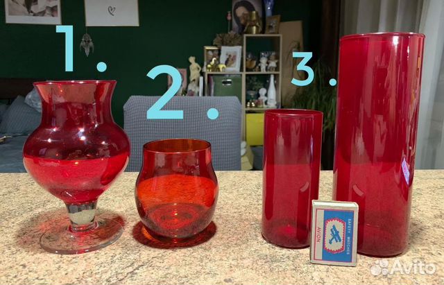 Вазочки красное стекло