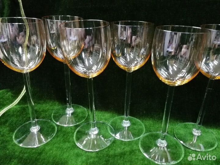 Бокалы набор 6 шт янтарное тонкое стекло Чехия