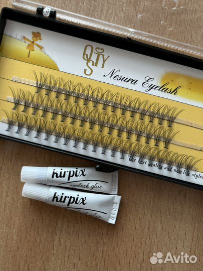 Накладные ресницы пучкии клей
