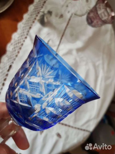 Хрустальные фужеры Германия 50-ые, цветной накладн