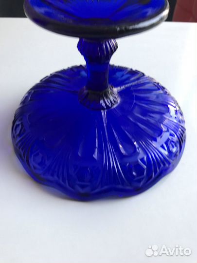 Ваза-синее стекло, графин виноград СССР