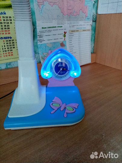 Лампа настольная с ночником и будильником