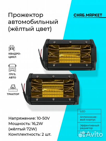 Комплект из двух светодиодных фар прожектор 12/24V