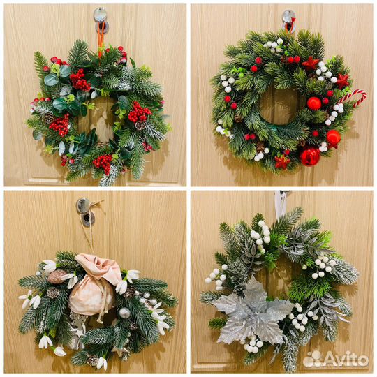 Новогодний венок ручной работы, декор украшение
