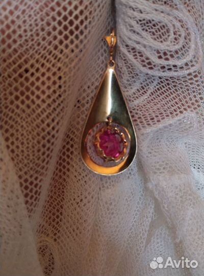 Золотой кулон 583 пробы СССР Баку эмаль