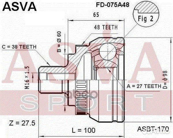 ШРУС наружный 27x60x38 FD-075A48 asva