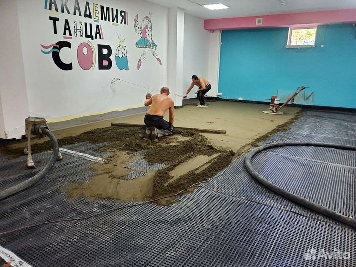 Механизированная полусухая стяжка,выравнивание пол