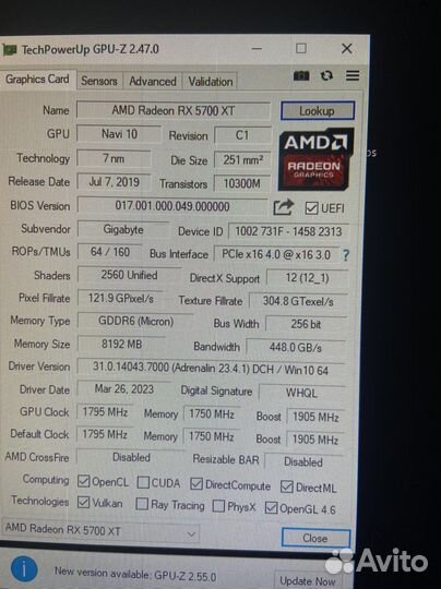 Видеокарта rx 5700xt
