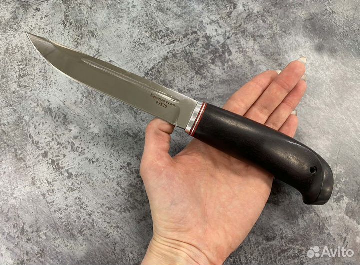 Финский нож Пуукко, кованая 95х18, черный граб, А