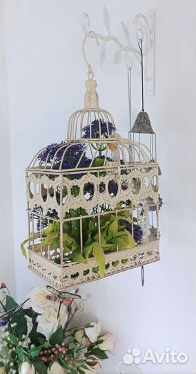 Клетка декоративная металлическая белая