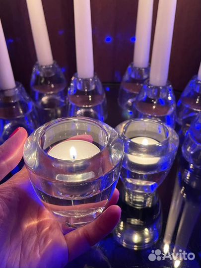 Подсвечник для античной и чайной свечей, стекло