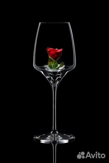 Бокалы для белого вина, пара, с фарфоровой розой