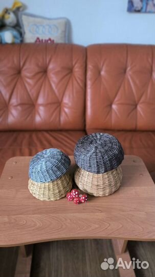 Корзинка плетеная с крышкой в форме гриба