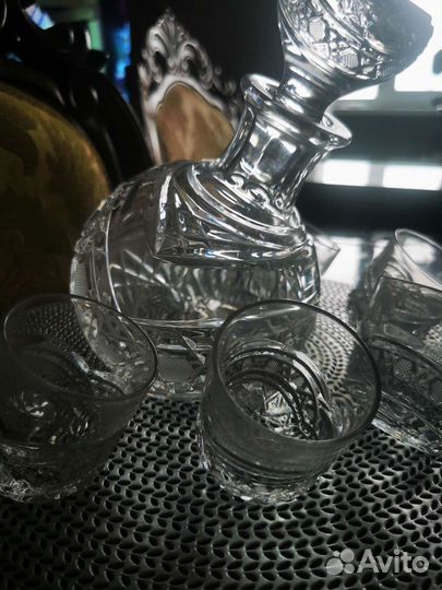 Графин и рюмки хрустальный богемия