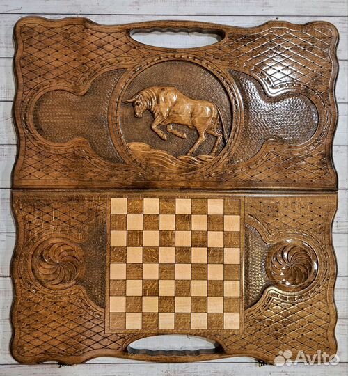 Нарды резные Телец Волк Орел - премиум серия