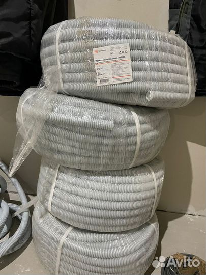 Гофра пвх серая 25 с протяжкой