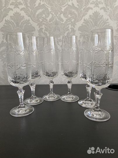 Хрустальные фужеры бокалы СССР чехословакия