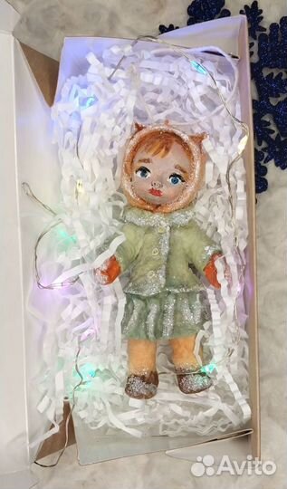 Ёлочная игрушка из ваты Лисичка