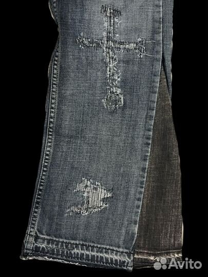 Flared custom jeans cross