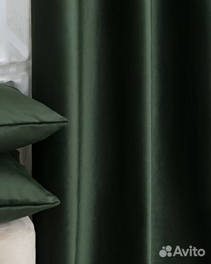 Портьеры бархат Беллиссимо Темно-зеленый шторы
