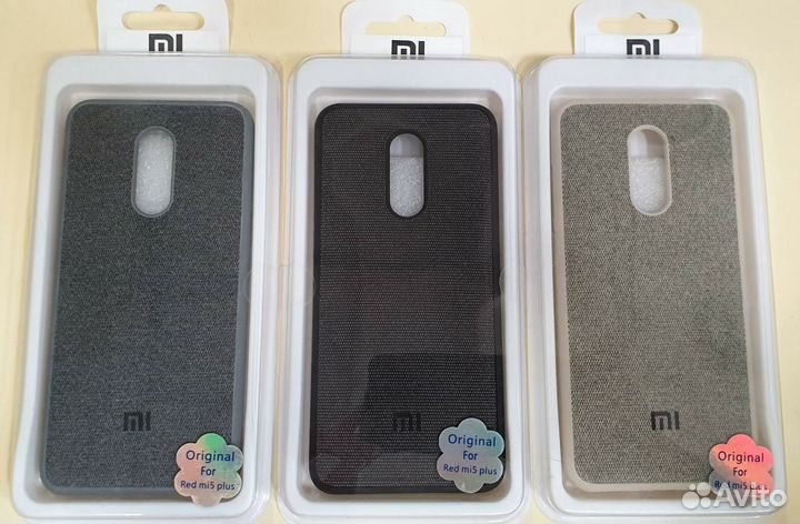 Чехол накладка для Xiaomi с тканевой вставкой