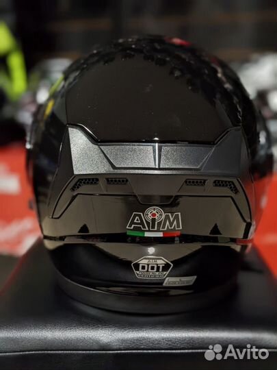 Мотошлем модуляр с очками AIM черный глянец новый