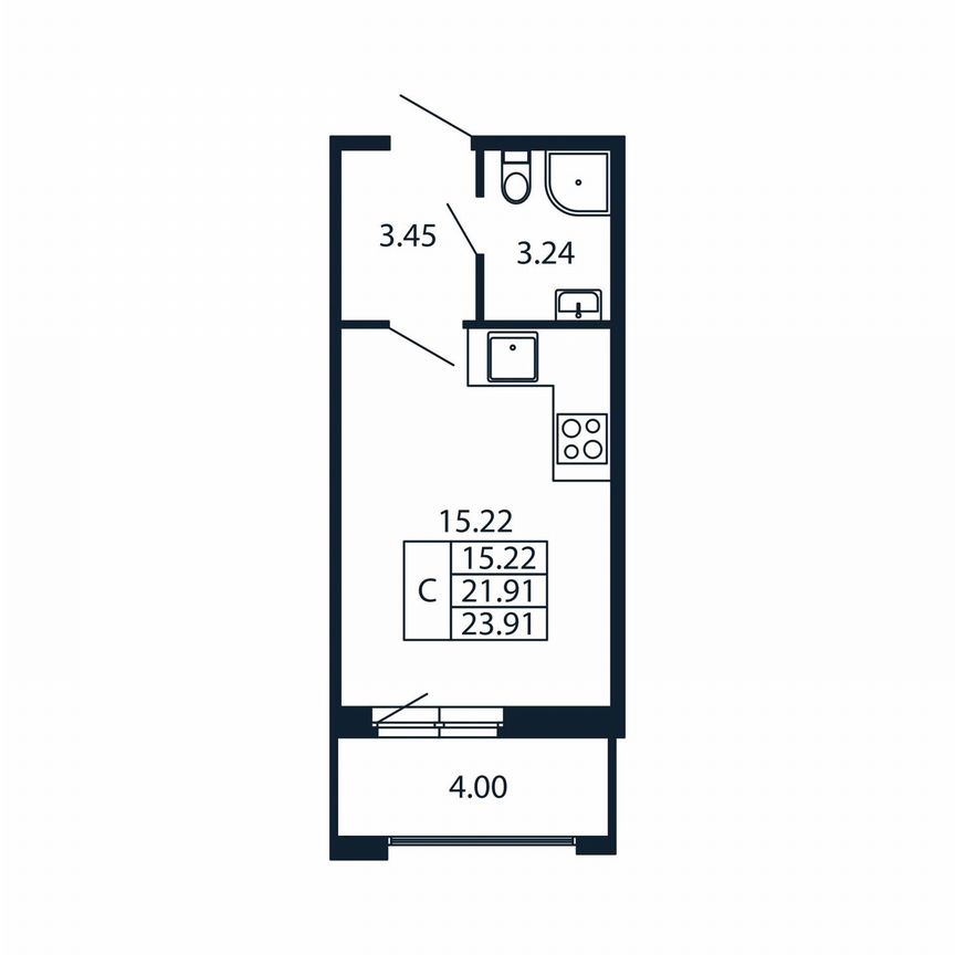 Квартира-студия, 25,9 м², 6/12 эт.