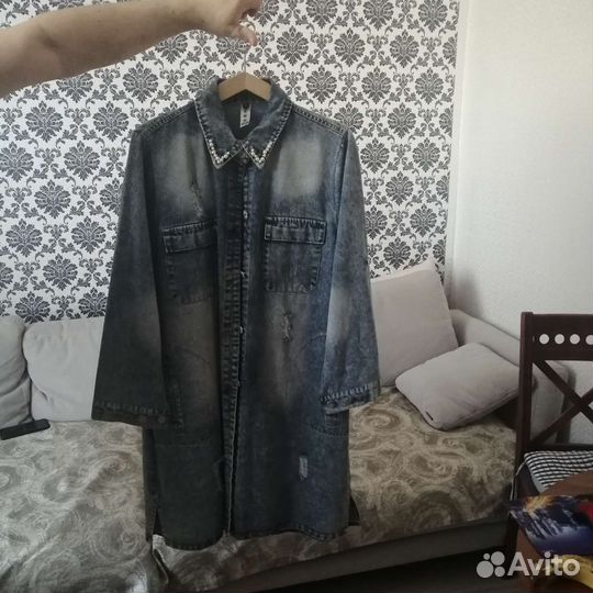 Плащ джинсовый