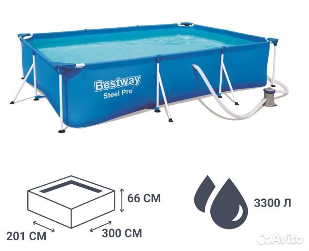 Бассейн каркасный прямоугольный Bestway Steel Pro