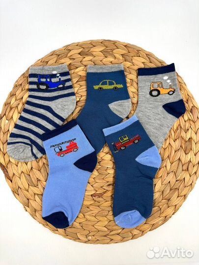 Носки детские с машинками набор 5 шт