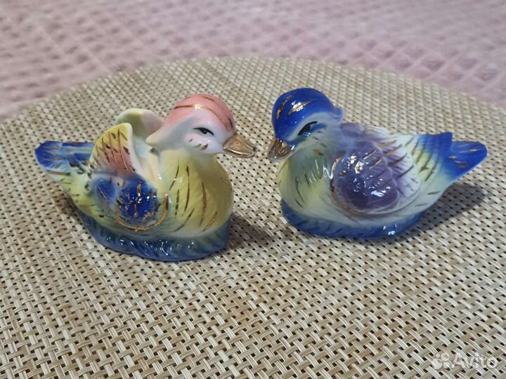 Фарфоровые статуэтки птички мандаринки 2 шт