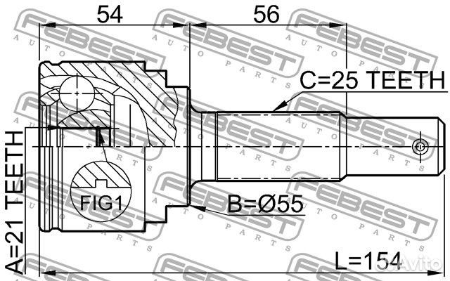 Шрус наружный 21x55x25